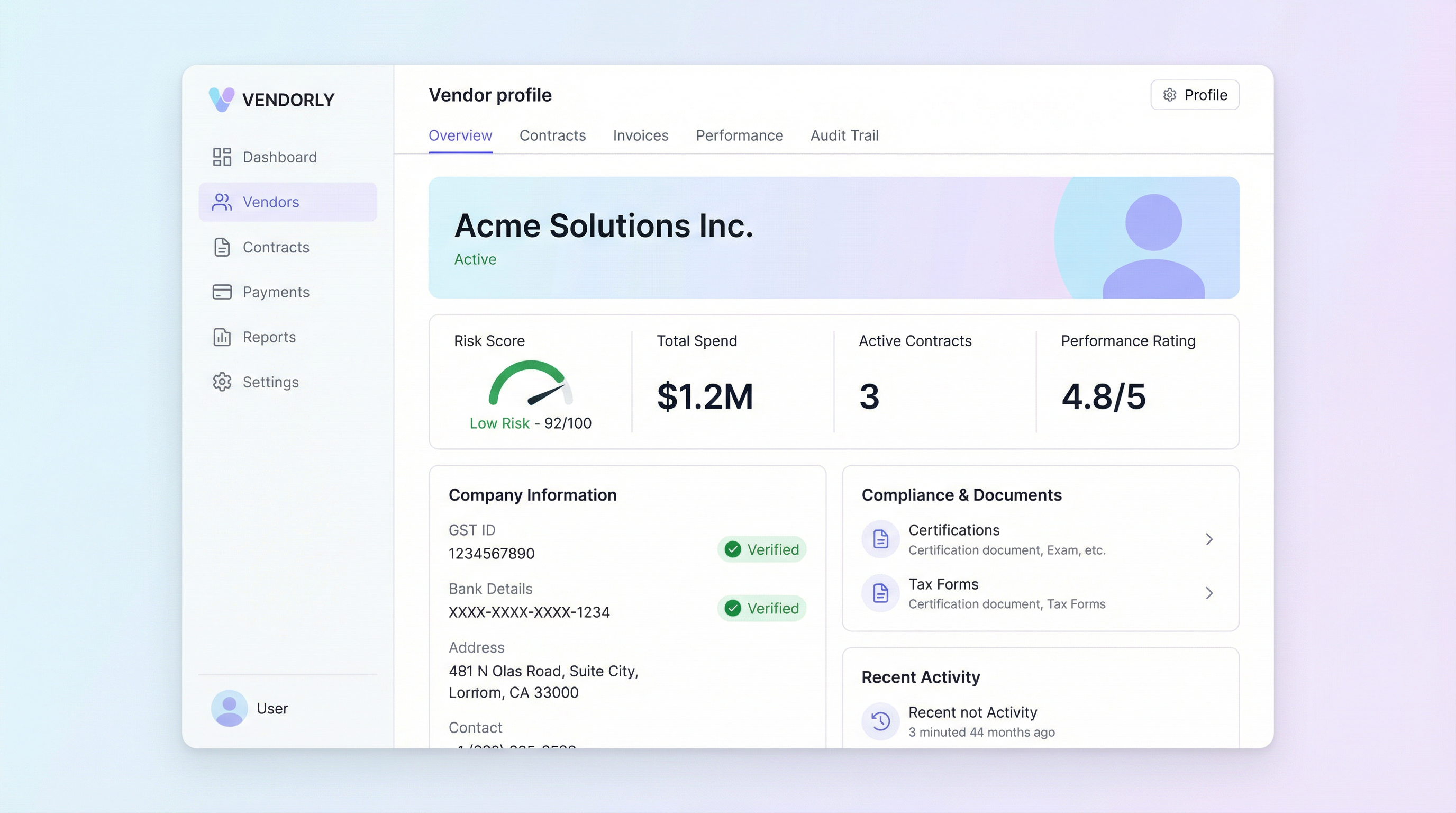 VENDOR MANAGEMENT: Verify Risk